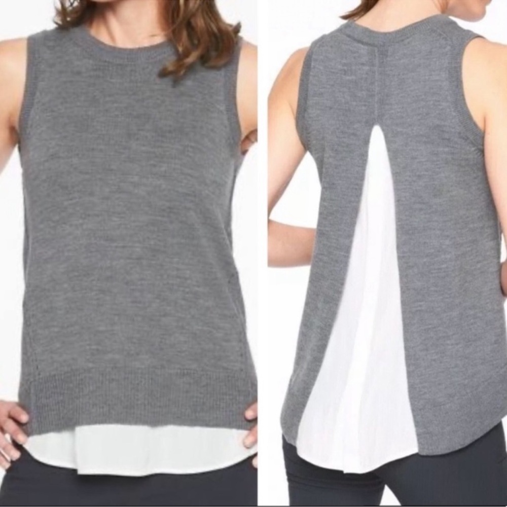 Athleta Itinerary Sweater Tank Gray And White